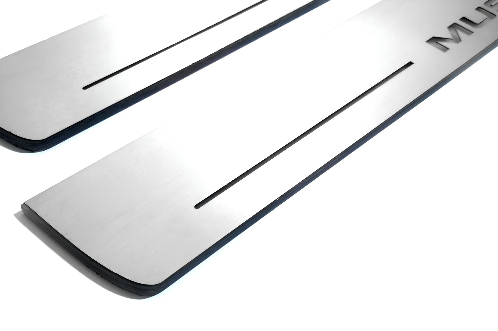 Ford Mustang VI S550 2015+ stainless steel LED door sill plates with Mustang logo