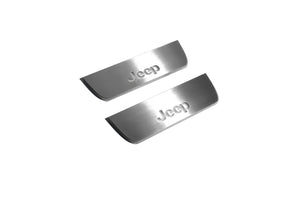Illuminated LED Door Sill Tread Plates Jeep Grand Cherokee IV 2010-2021 With Jeep Logo Jeep Led Door Sills opdesign