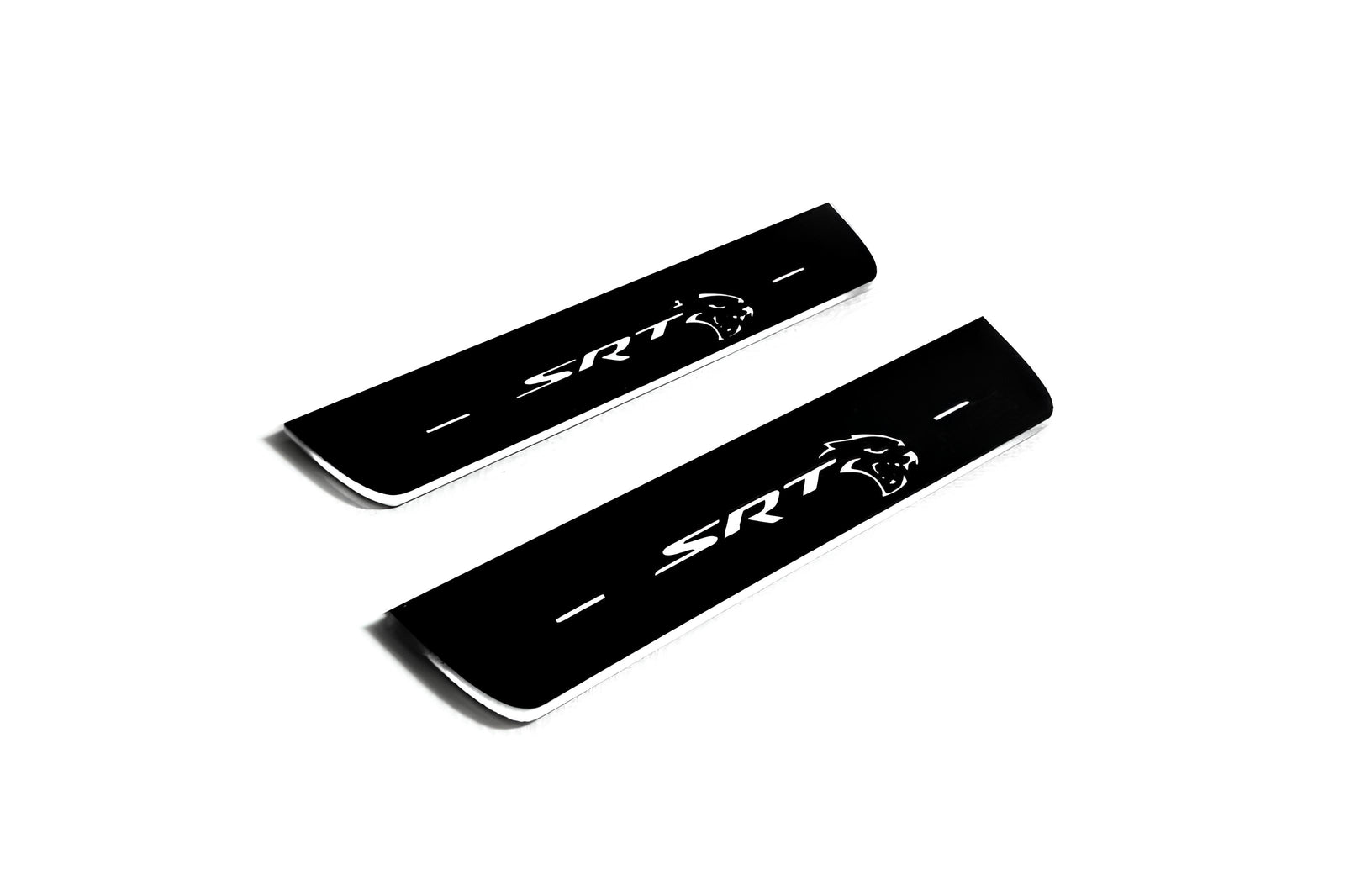 Chrysler 300C II LD 2011+ illuminated entry guards in stainless steel with SRT HELLCAT logo