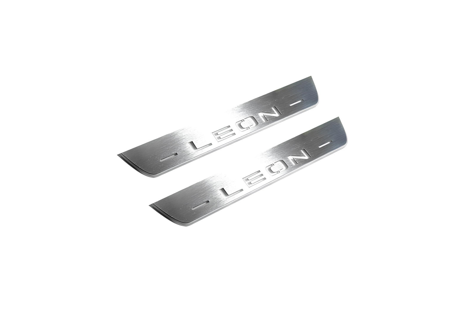 Seat Leon III 2013+ LED door sill plates in stainless steel with Leon logo