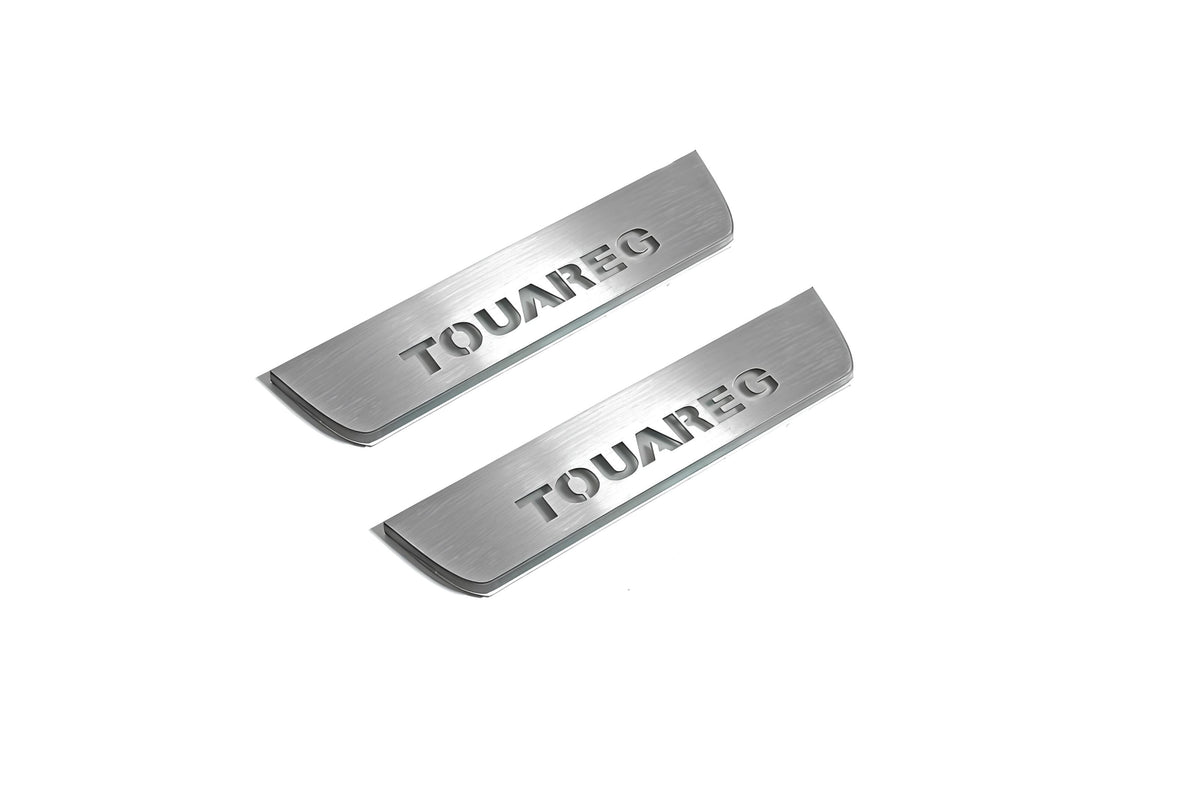 LED door sill plates for Volkswagen Touareg II 2010+ stainless steel with Touareg logo