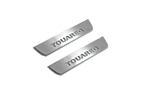 Illuminated LED Door Sill Tread Plates Volkswagen Touareg II 2010-2018 With Touareg Logo Volkswagen Led Door Sills opdesign