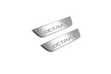 stainless steel LED door sill plates for Skoda Octavia III (A7) 2013+ with Octavia logo