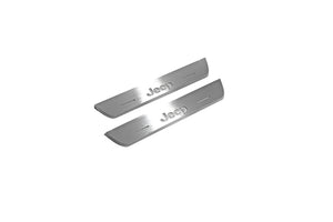 Illuminated LED Door Sill Tread Plates Jeep Grand Cherokee III 2005-2010 With Grand Cherokee Logo Jeep Led Door Sills opdesign