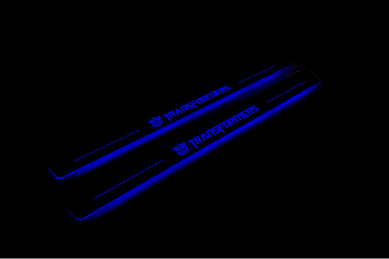 Chevrolet Camaro V E37 2009+ stainless steel LED door sill plates with Transformers logo