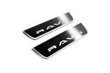 Toyota Rav4 VI XA60 2025-2026 LED door sill plates in stainless steel with Rav4 logo