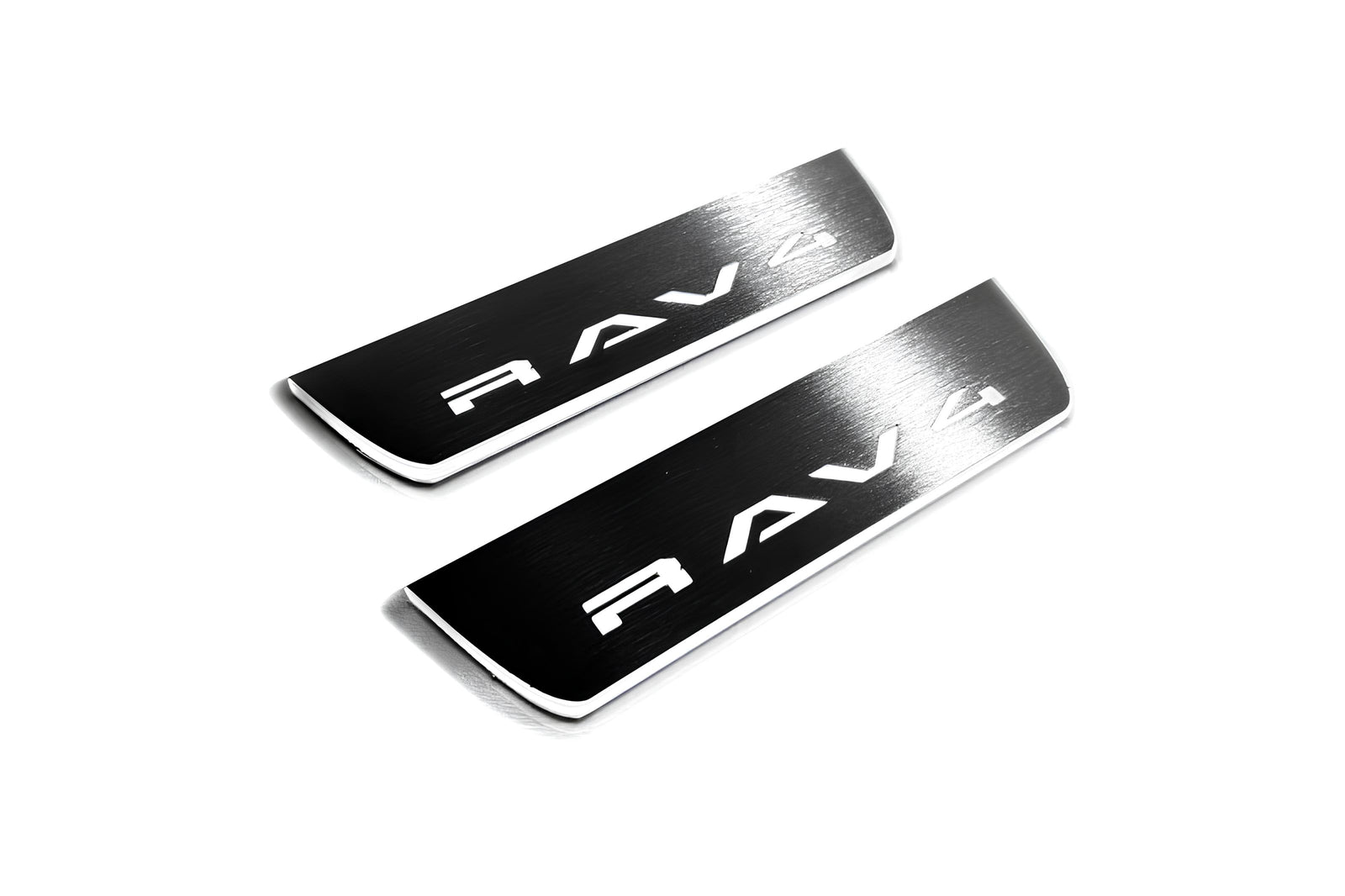 Toyota Rav4 VI XA60 2025-2026 LED door sill plates in stainless steel with Rav4 logo