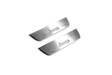 Jeep Cherokee KL 2014+ LED door sill plates in stainless steel with Jeep logo