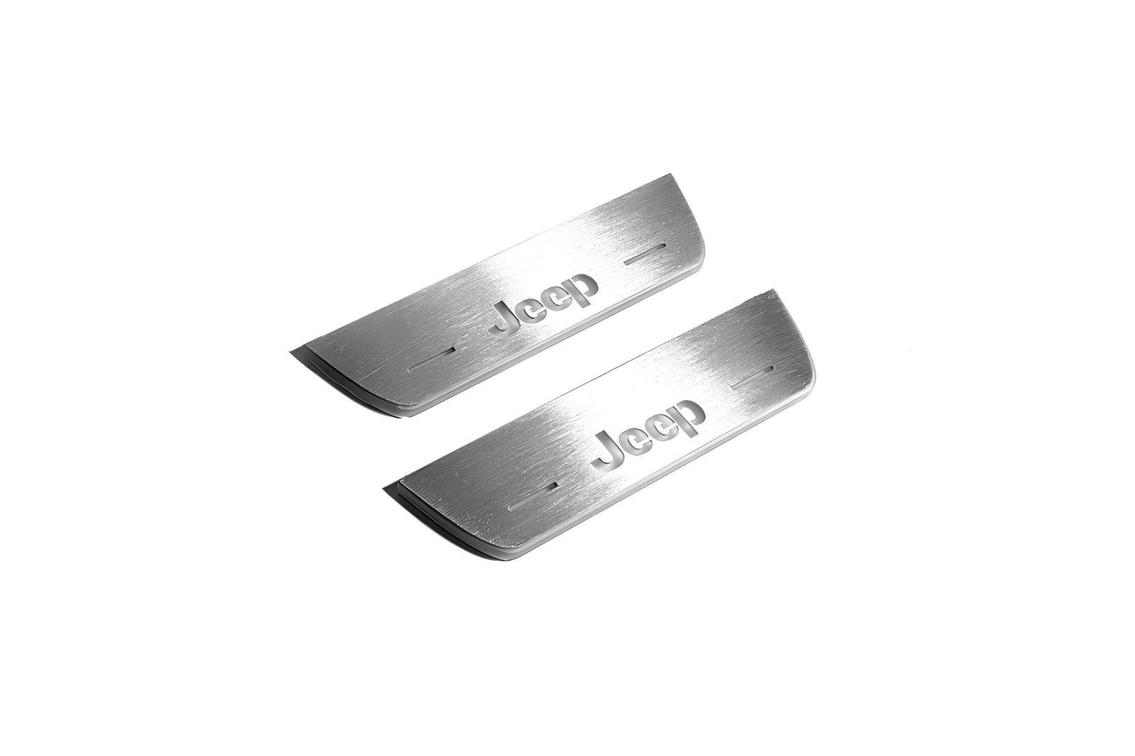 Jeep Cherokee KL 2014+ LED door sill plates in stainless steel with Jeep logo
