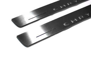 Illuminated LED Door Sill Tread Plates Chrysler 300C II 2011-2023 With Chrysler Logo Chrysler Led Door Sills opdesign