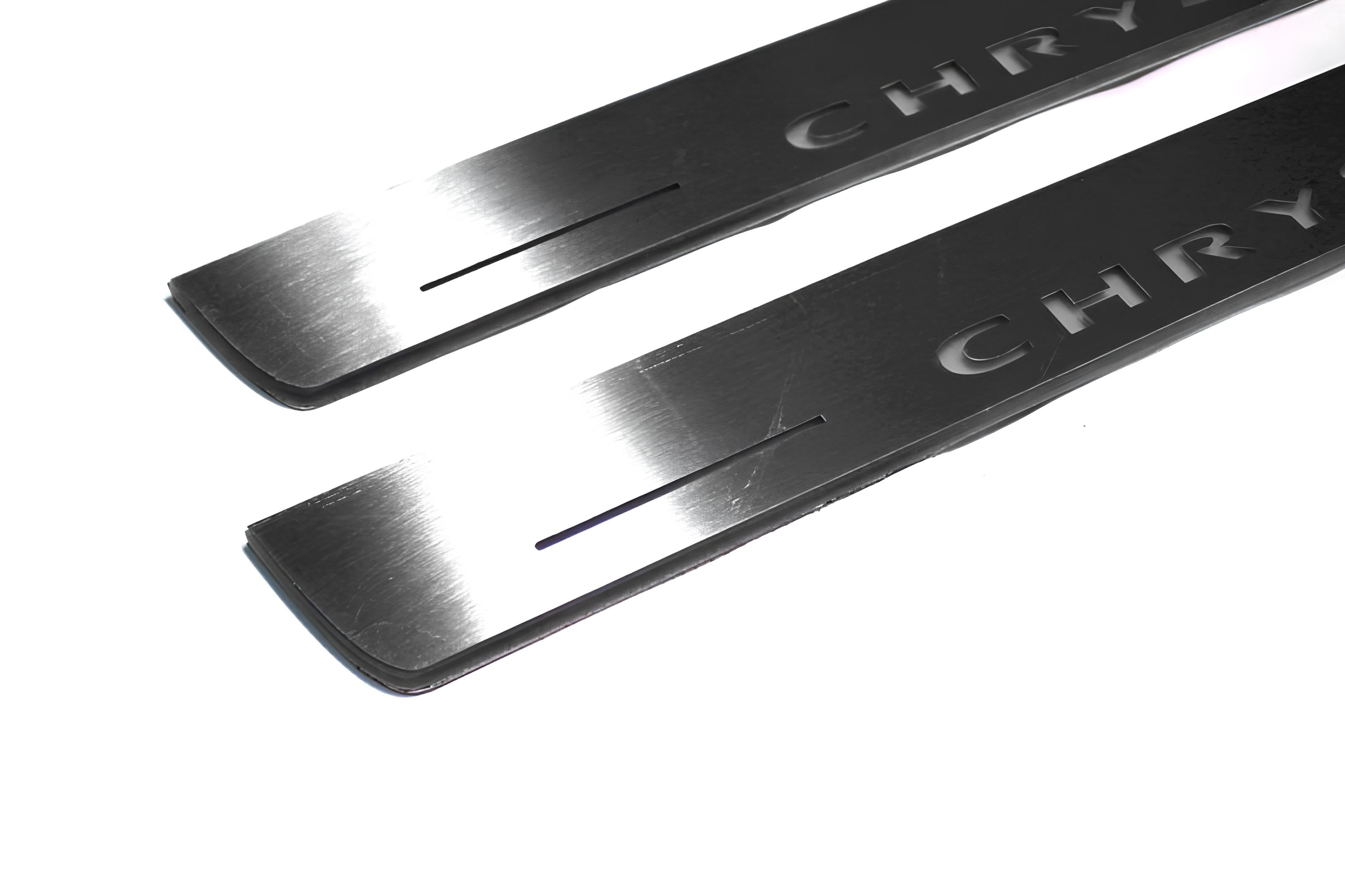 Illuminated LED Door Sill Tread Plates Chrysler 300C II 2011-2023 With Chrysler Logo Chrysler Led Door Sills opdesign