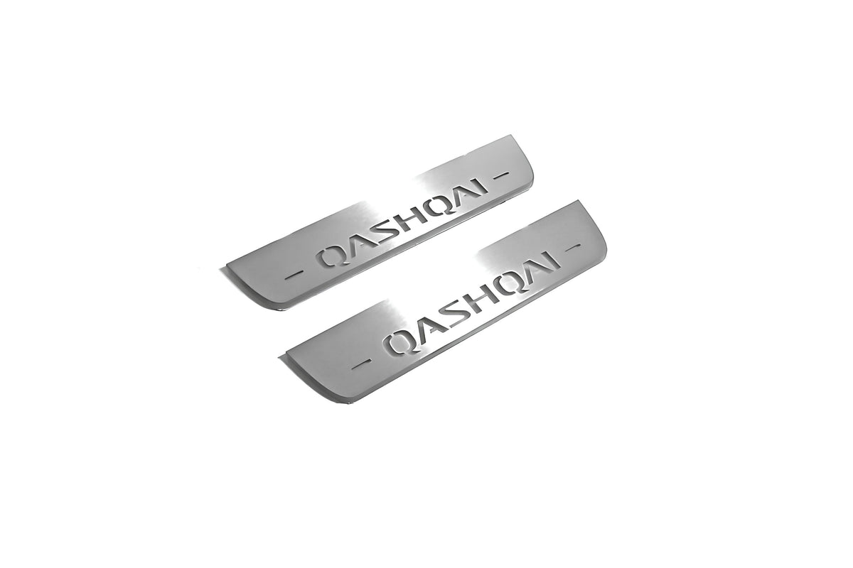 Nissan Qashqai III J12 2021+ LED door sill plates in stainless steel with Qashqai logo