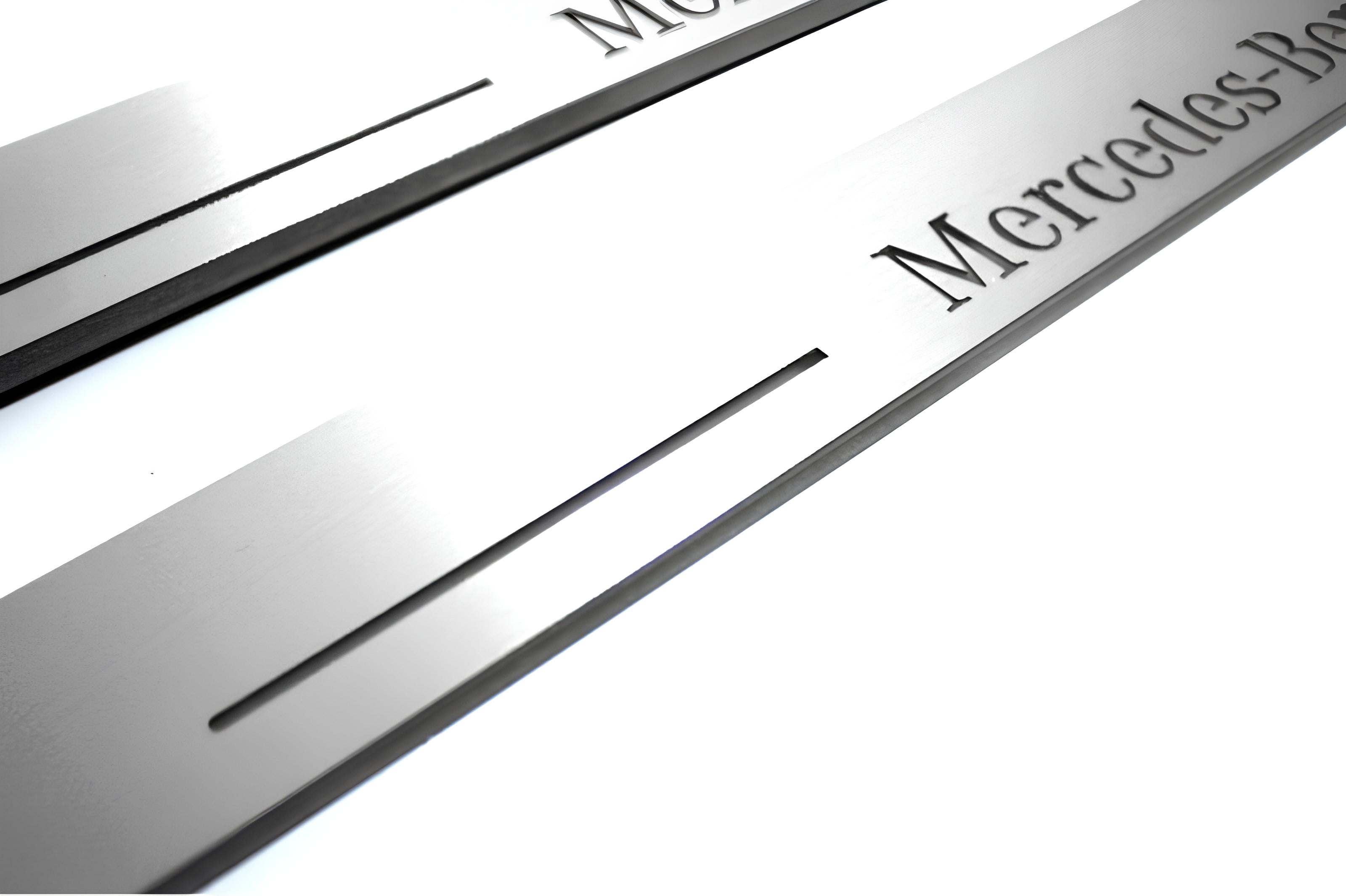 Illuminated LED Door Sill Tread Plates Mercedes C W205 2014+ With Mercedes-Benz Logo Mercedes Led Door Sills opdesign