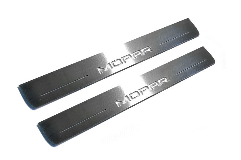 Dodge Durango III 2011+ stainless steel LED door sill plates with MOPAR logo