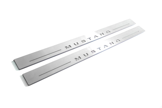 Ford Mustang V S197 2005–2015 — Stainless Steel LED Door Sills — Mustang Logo