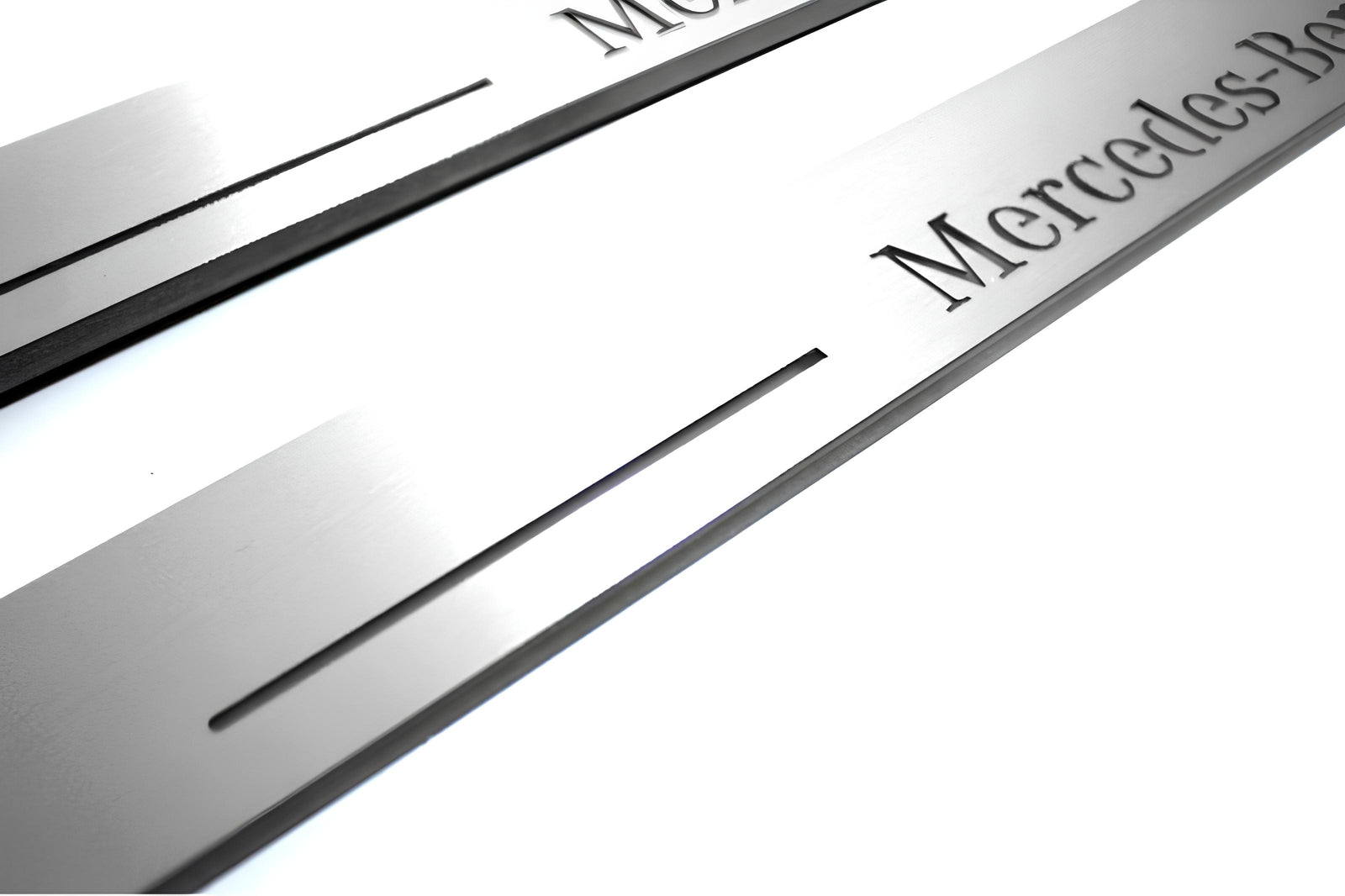 stainless steel LED door sill plates with Mercedes GLS I X166 2015+ with Mercedes-Benz logo