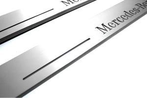 Illuminated LED Door Sill Tread Plates Mercedes GLS X166 2015-2019 With Mercedes-Benz Logo Mercedes Led Door Sills opdesign