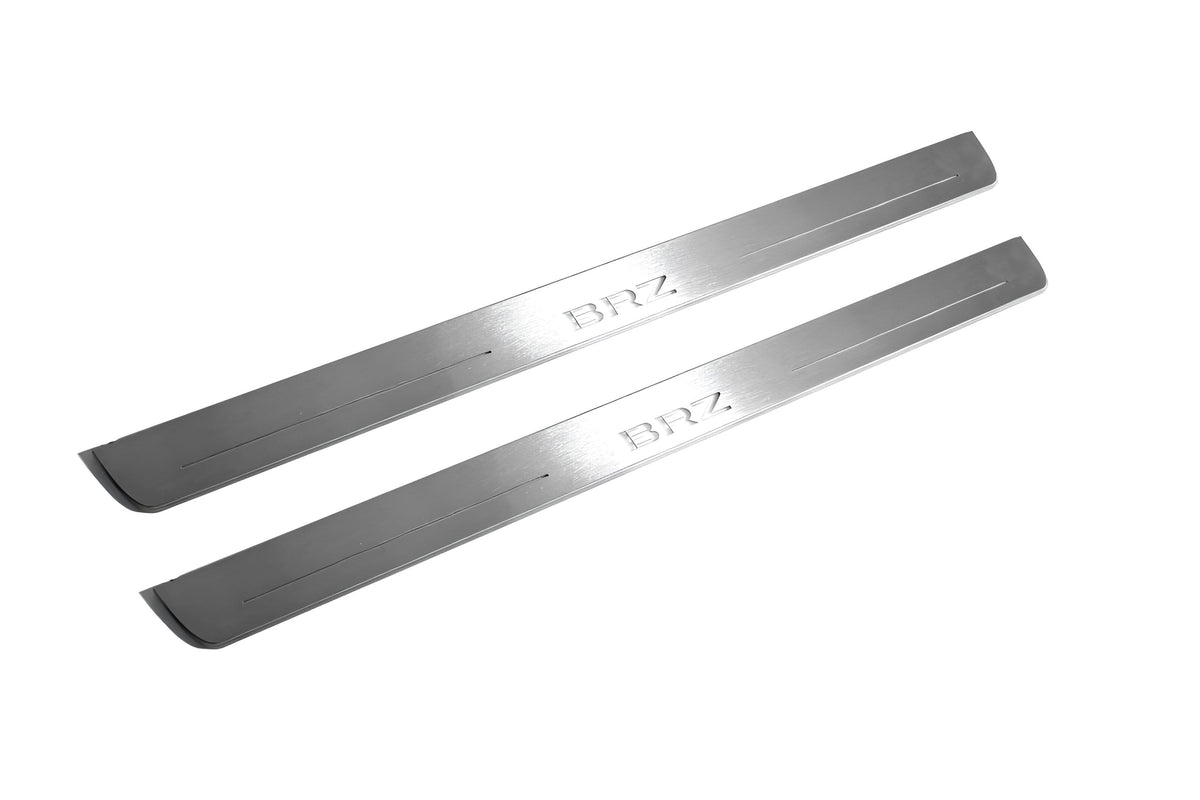 Subaru BRZ 2011+ LED door sill plates in stainless steel with BRZ logo