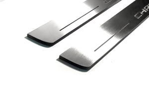 Illuminated LED Door Sill Tread Plates Dodge Charger 2011-2023 With CHARGER Logo Dodge Led Door Sills opdesign