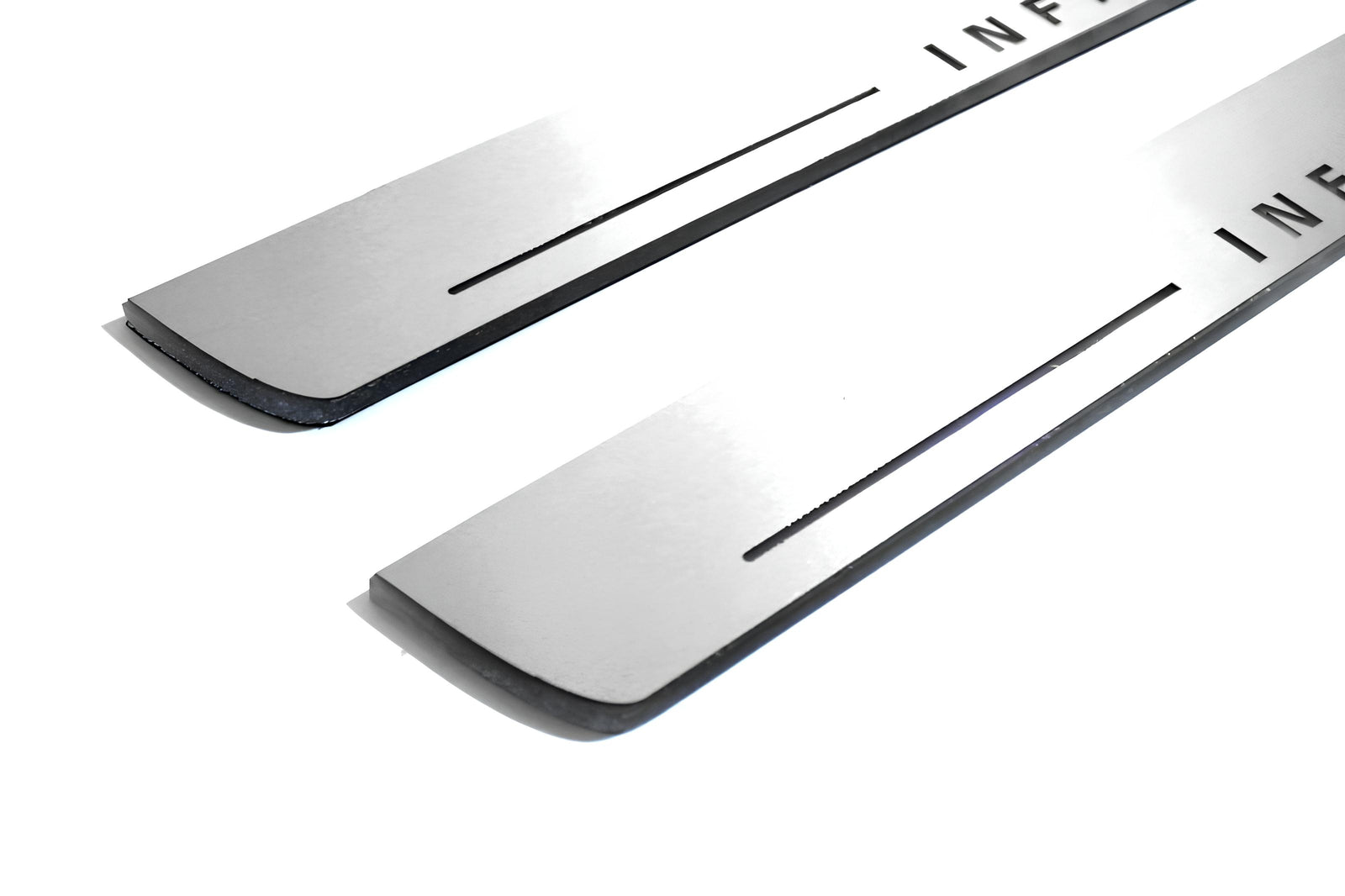 Infiniti G coupe 2008+ LED door sill plates in stainless steel with Infiniti logo