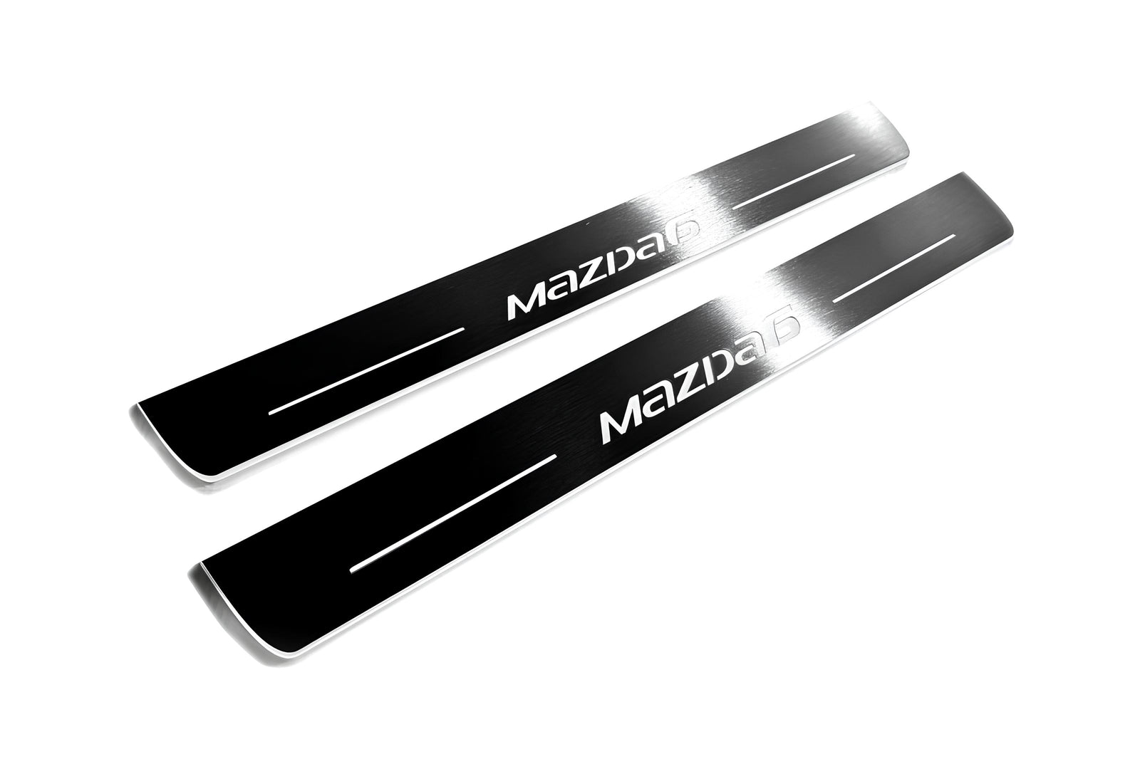 Mazda 6 III 2012+ entry guards in stainless steel with Mazda 6 logo