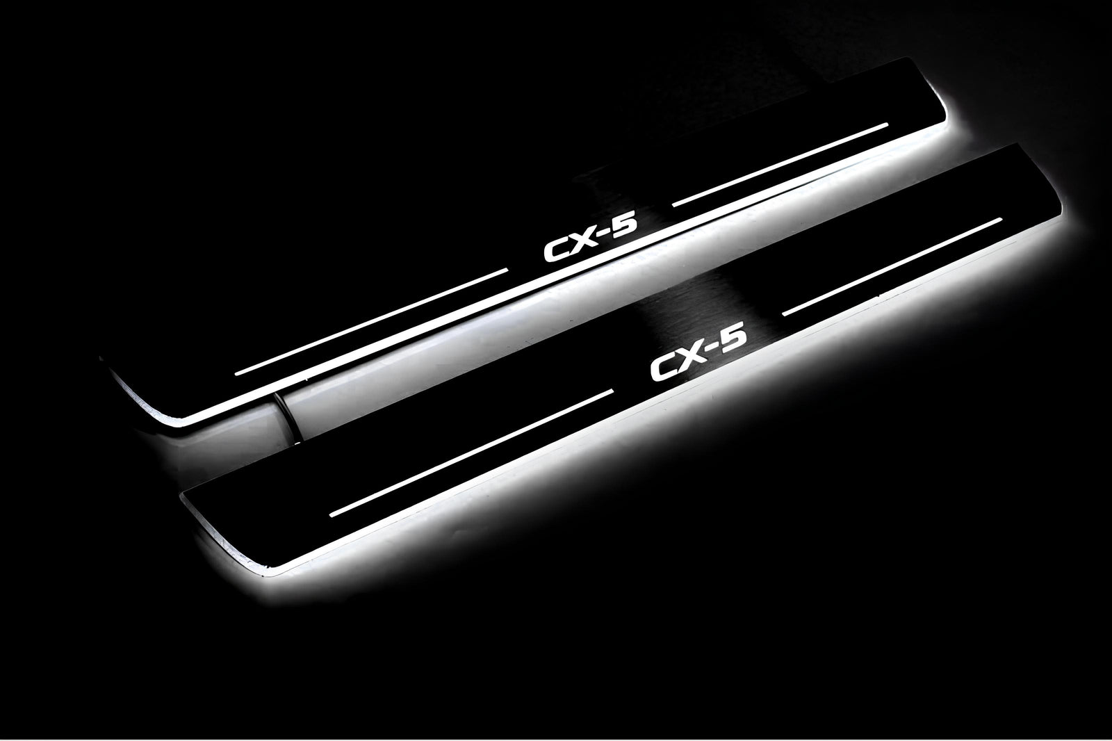 stainless steel LED door sill plates with Mazda CX-5 I 2012+ with CX-5 logo