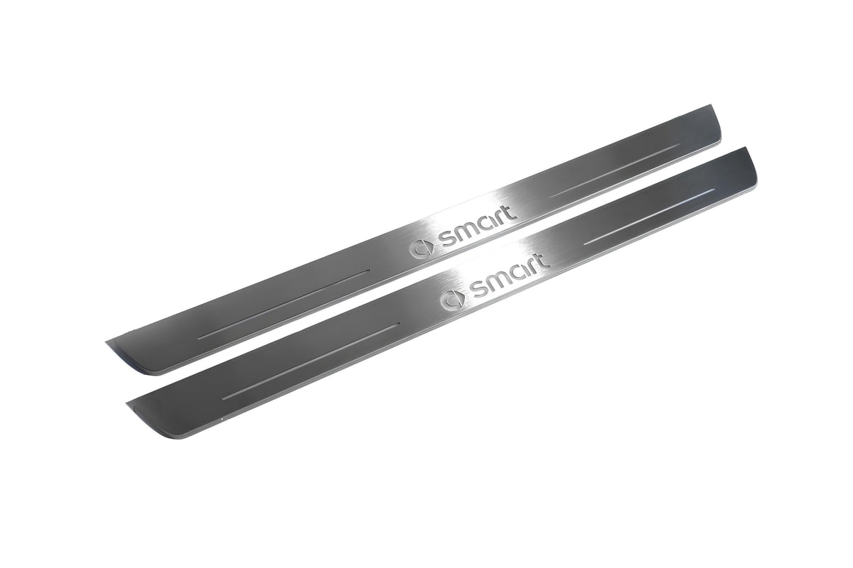 LED door sill plates stainless steel Smart Fortwo III 2014+ with Smart logo