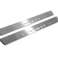 Illuminated LED Door Sill Tread Plates Renault Sandero Stepway II 2013+ With Stepway Logo Renault Led Door Sills opdesign