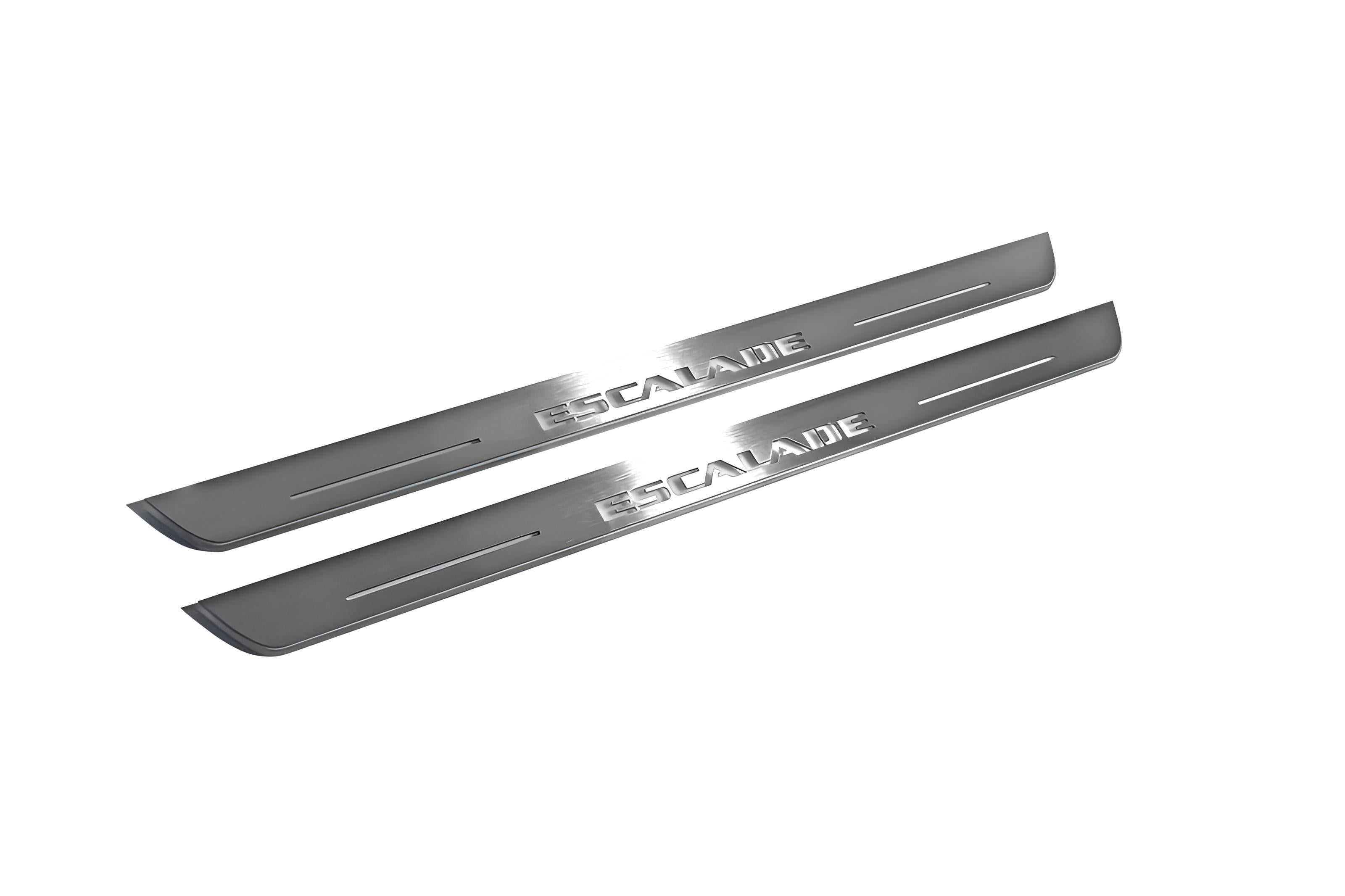 Illuminated LED Door Sill Tread Plates Cadillac Escalade IV 2014-2020 With Escalade Logo Cadillac Led Door Sills decoinfabric