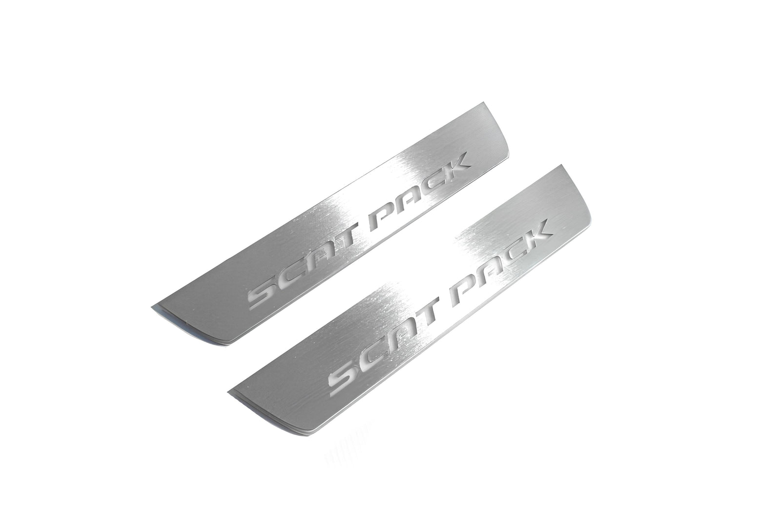 Dodge Charger LD 2023+ door sill plates in stainless steel with Scat Pack logo