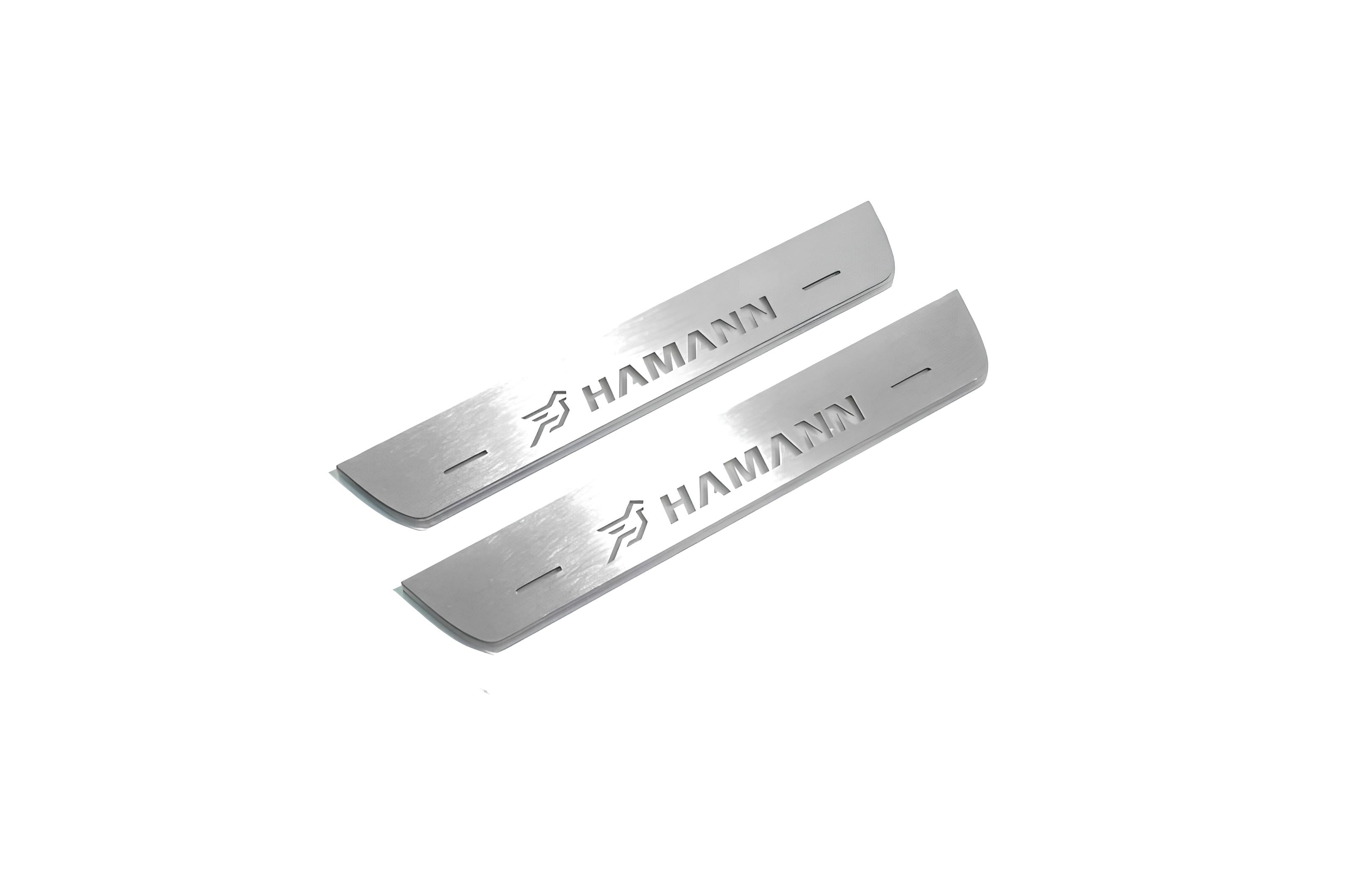 Illuminated LED Door Sill Tread Plates BMW X6 F16 2015-2019 With HAMANN Logo BMW Led Door Sills opdesign