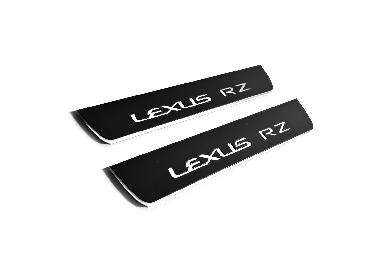 Lexus RZ 2022+ stainless steel LED door sill plates with Lexus RZ logo