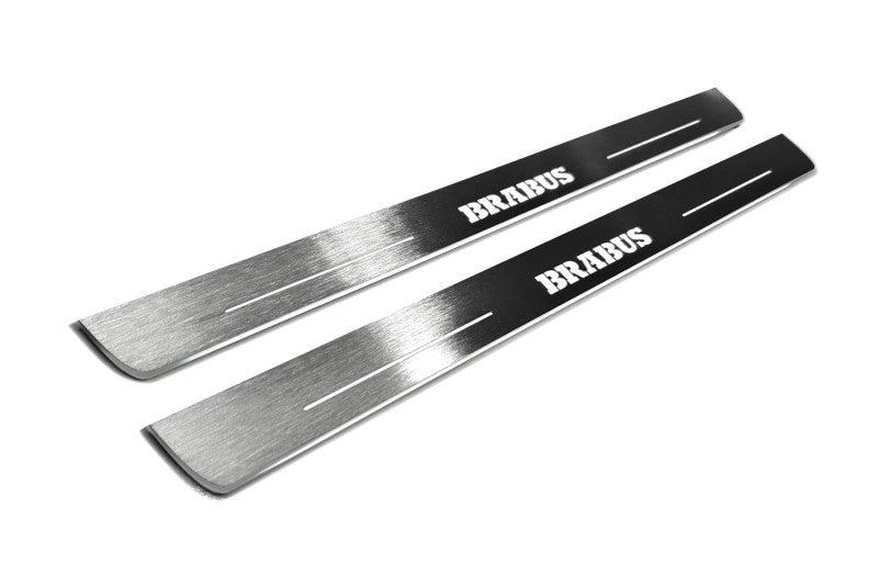 Mercedes CLS II (C218) 2010+ stainless steel LED door sill plates with Brabus logo