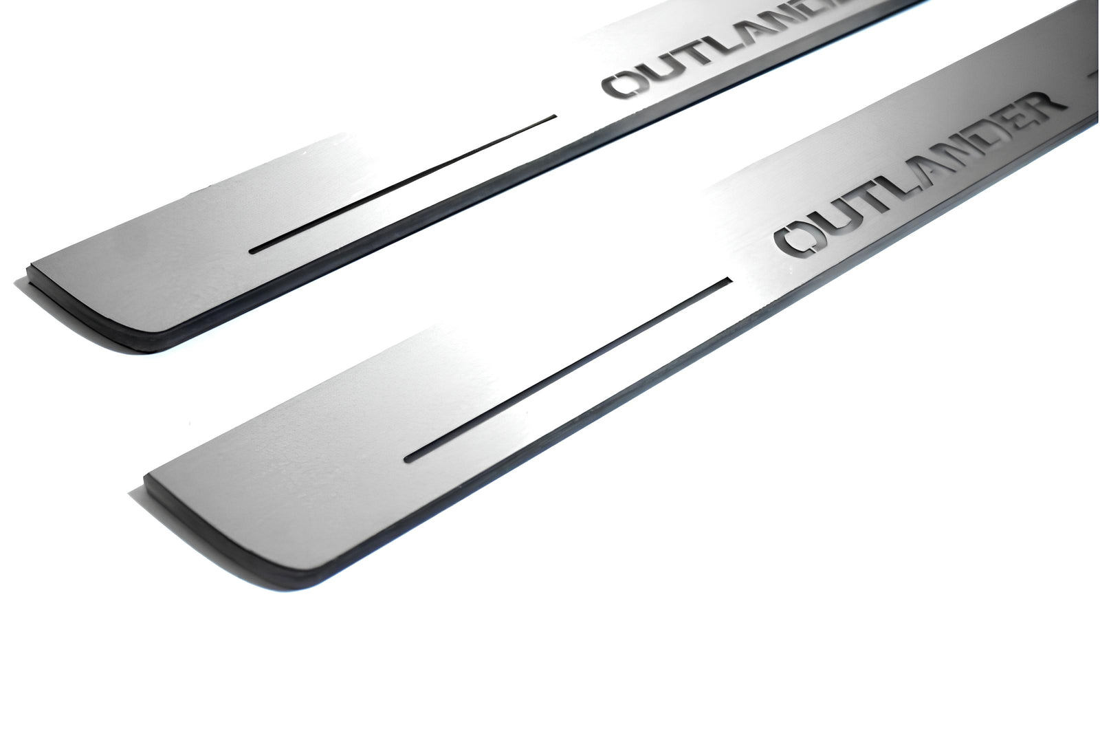 Mitsubishi Outlander II CW 2007+ stainless steel LED door sill plates with Outlander logo