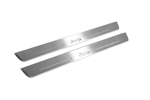 Jeep Cherokee KL 2013–2023 — Stainless Steel LED Door Sills — Jeep Logo