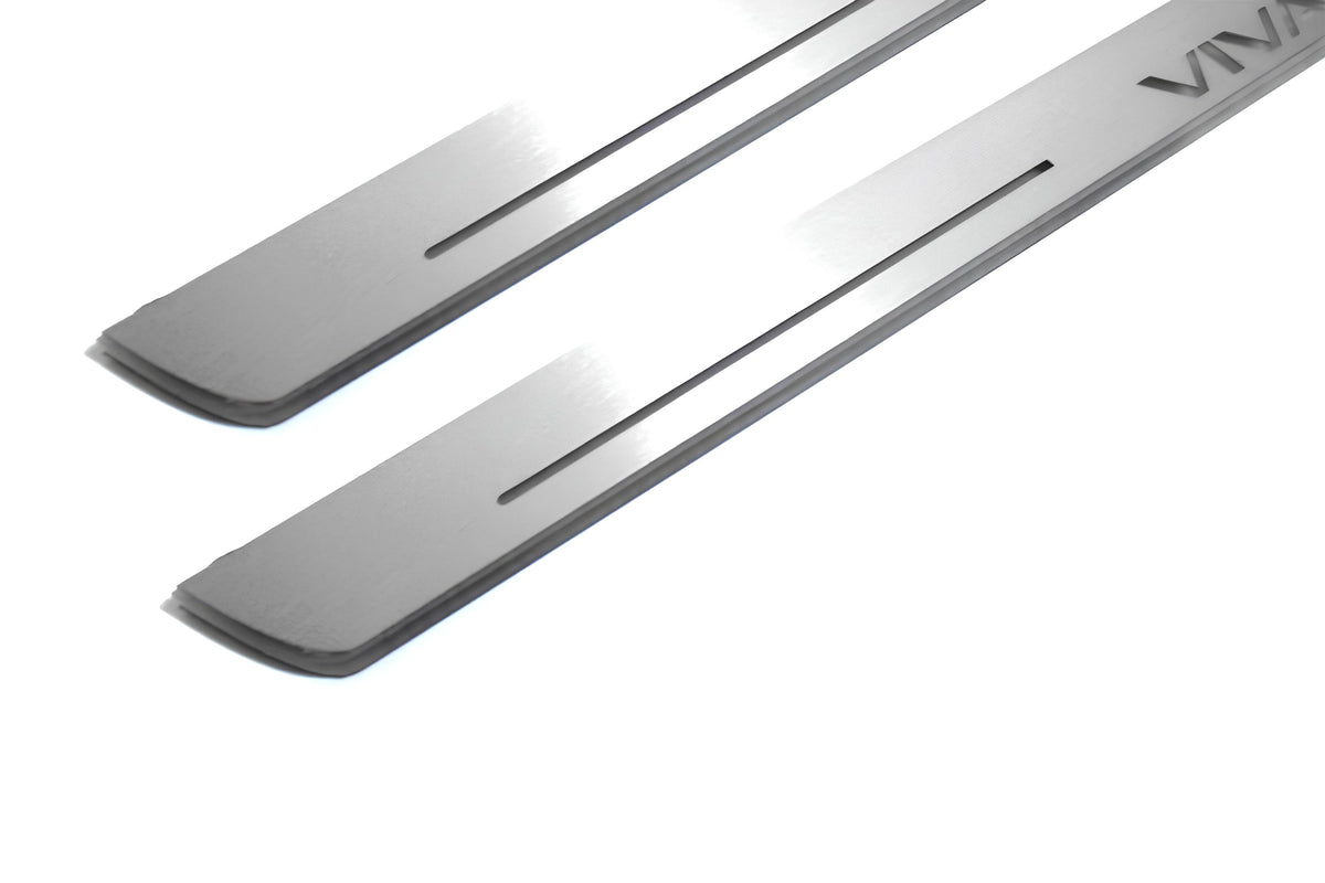 Opel Vivaro I X83 2001+ LED door sill plates in stainless steel with Vivaro logo