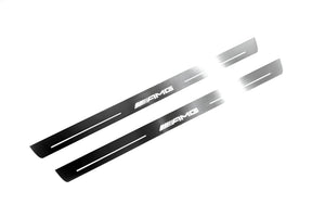 Illuminated LED Door Sill Tread Plates Mercedes C W205 Coupe 2014-2021 With AMG Logo Mercedes Led Door Sills opdesign