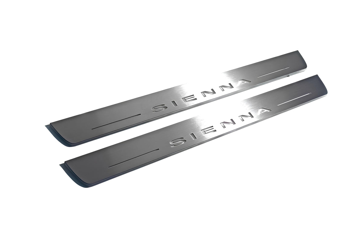 LED door sill plates for Toyota Sienna III XL30 2011+ stainless steel with Sienna logo