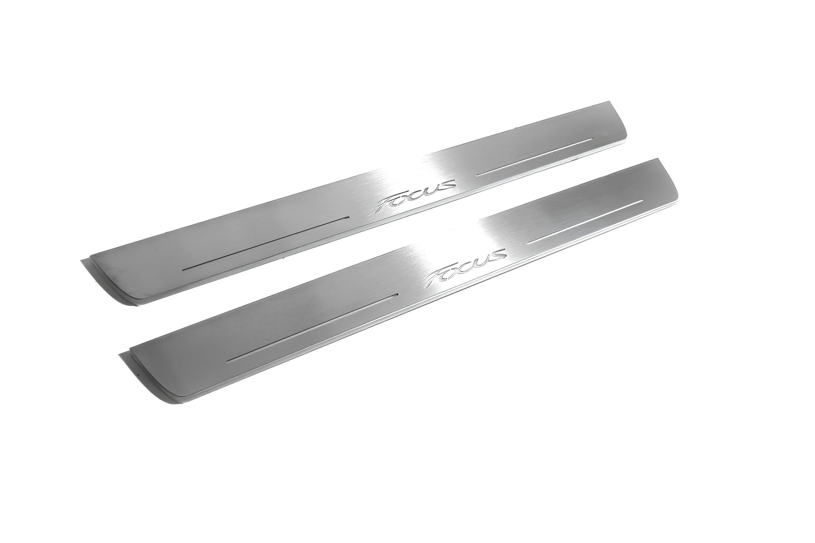 Ford Focus III 2011+ LED door sill plates in stainless steel with Focus logo