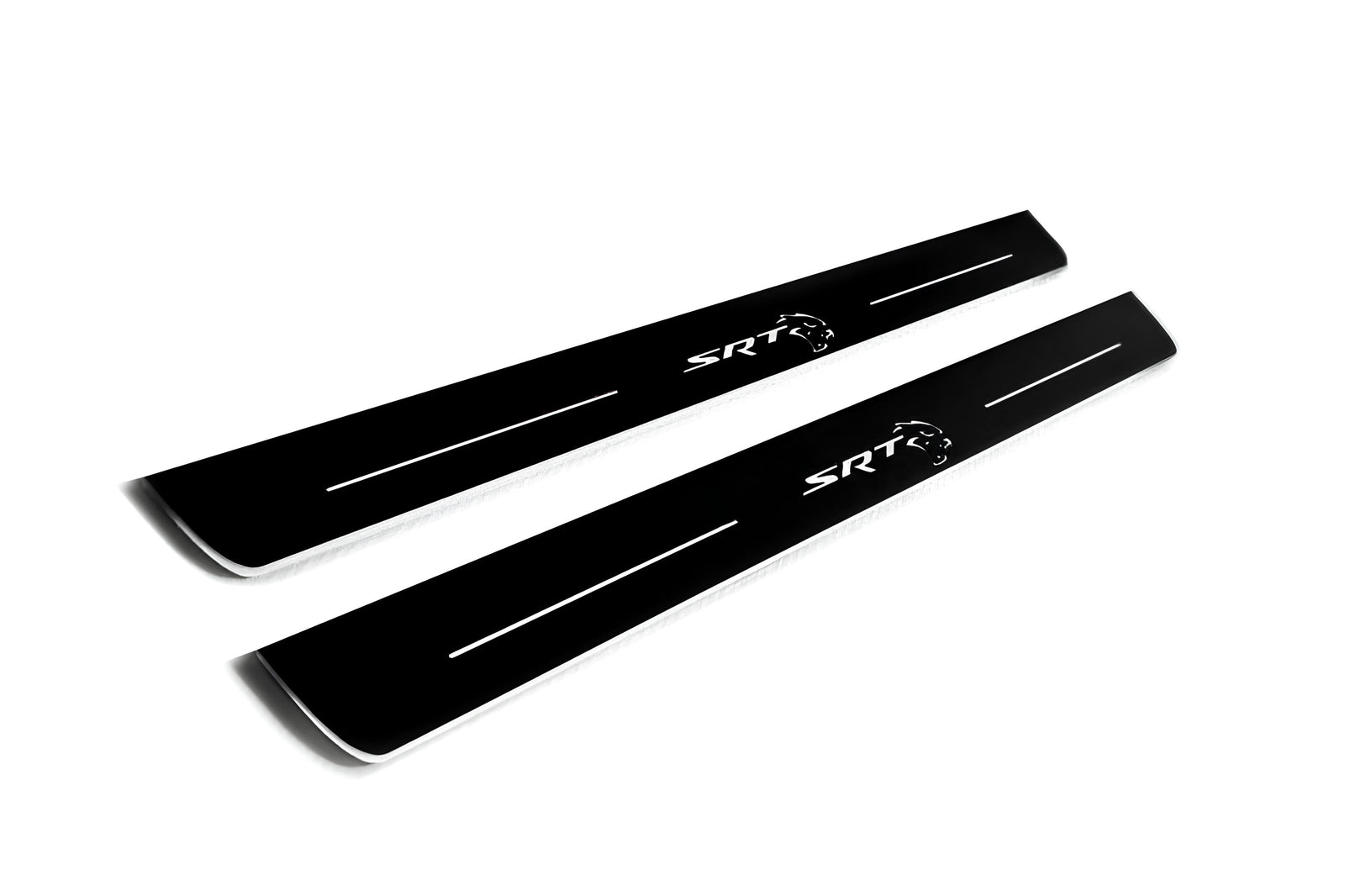 stainless steel LED door sill plates with Chrysler 300C II LD 2011+ with SRT HELLCAT logo