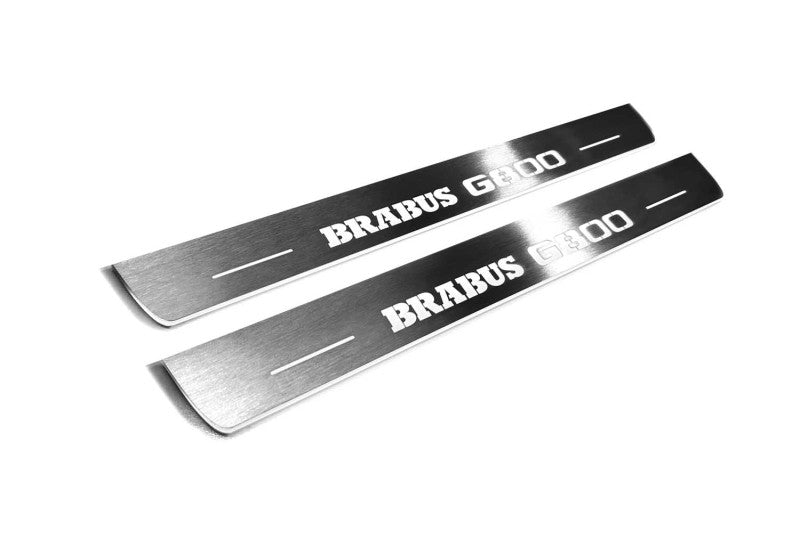 stainless steel LED door sill plates with Mercedes G-Class W464 2018+ with Brabus G800 logo