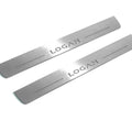 Illuminated LED Door Sill Tread Plates Renault Logan II 2013-2020 With Logan Logo Renault Led Door Sills opdesign