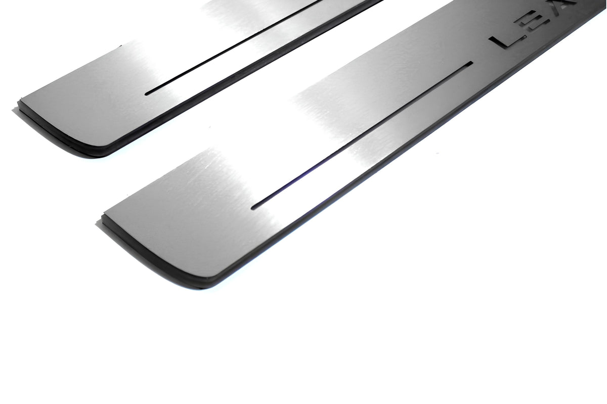 LED door sill plates Nissan Leaf I 2010+ stainless steel with Leaf logo