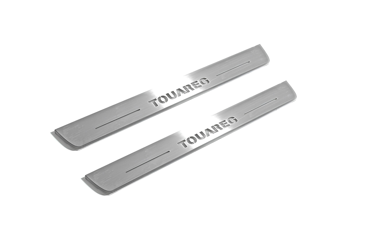 Volkswagen Touareg II 2010+ LED door sill plates stainless steel with Touareg logo