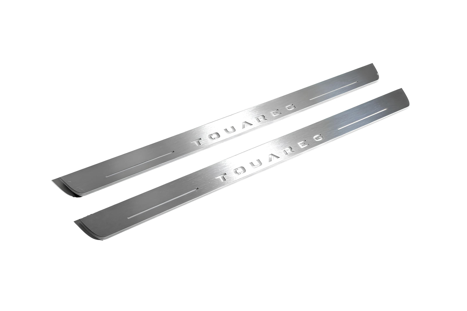stainless steel LED door sill plates with Volkswagen Touareg III 2018+ with Touareg logo