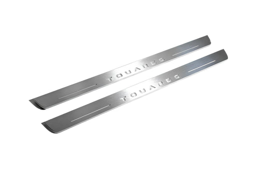 Volkswagen Touareg CR 2018–2026 — Stainless Steel LED Door Sills — Touareg Logo