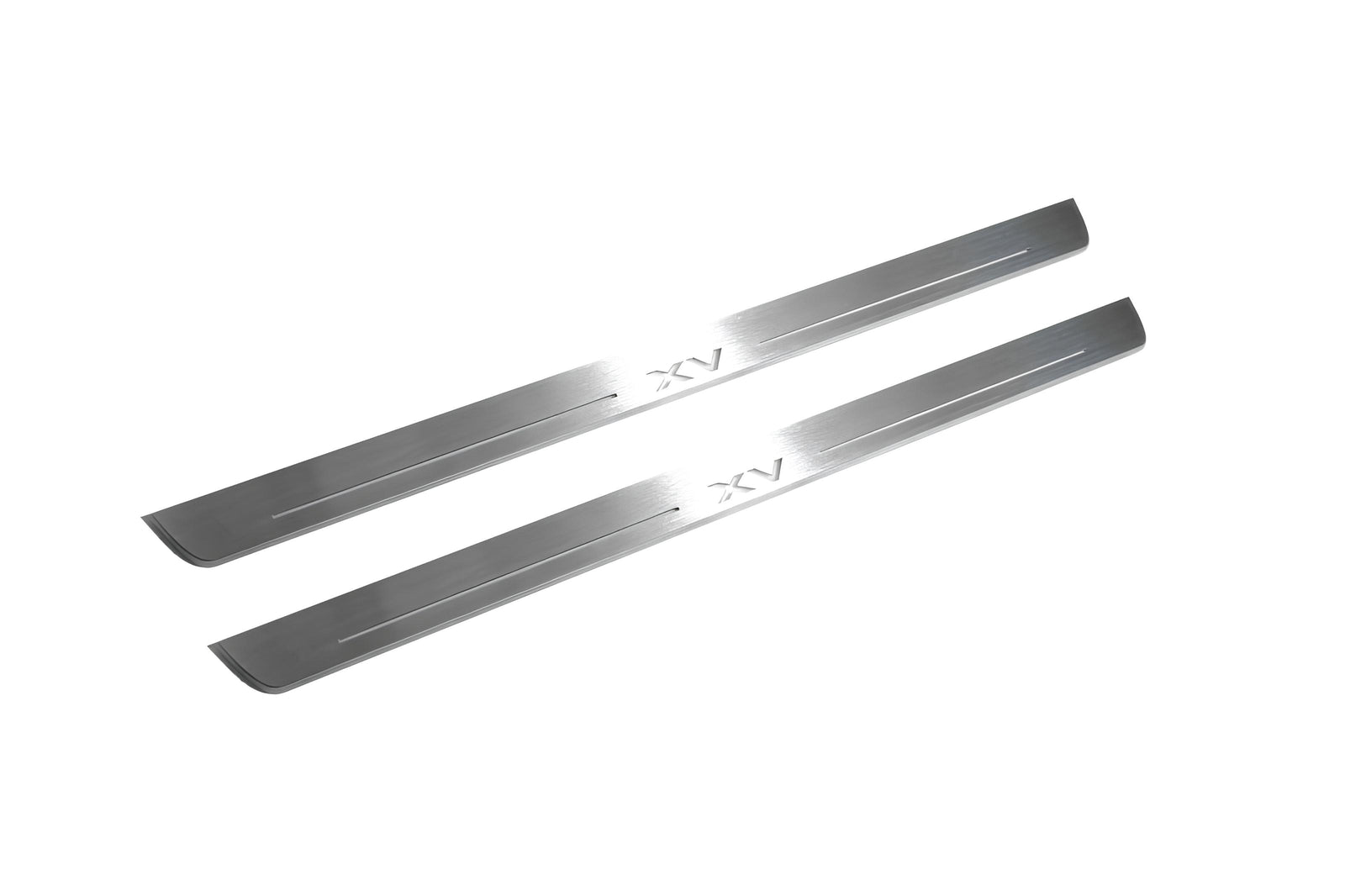 Subaru XV I 2011+ illuminated entry guards in stainless steel with XV logo
