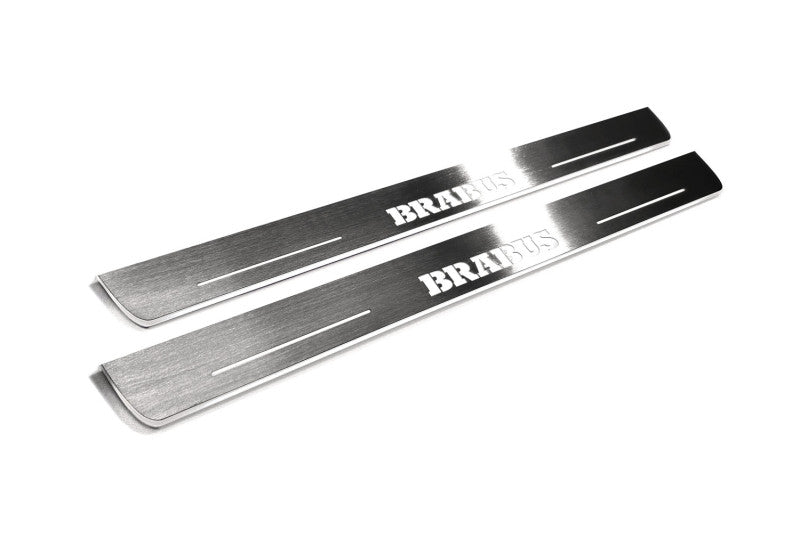 stainless steel LED door sill plates with Mercedes ML W166 2011+ with Brabus logo
