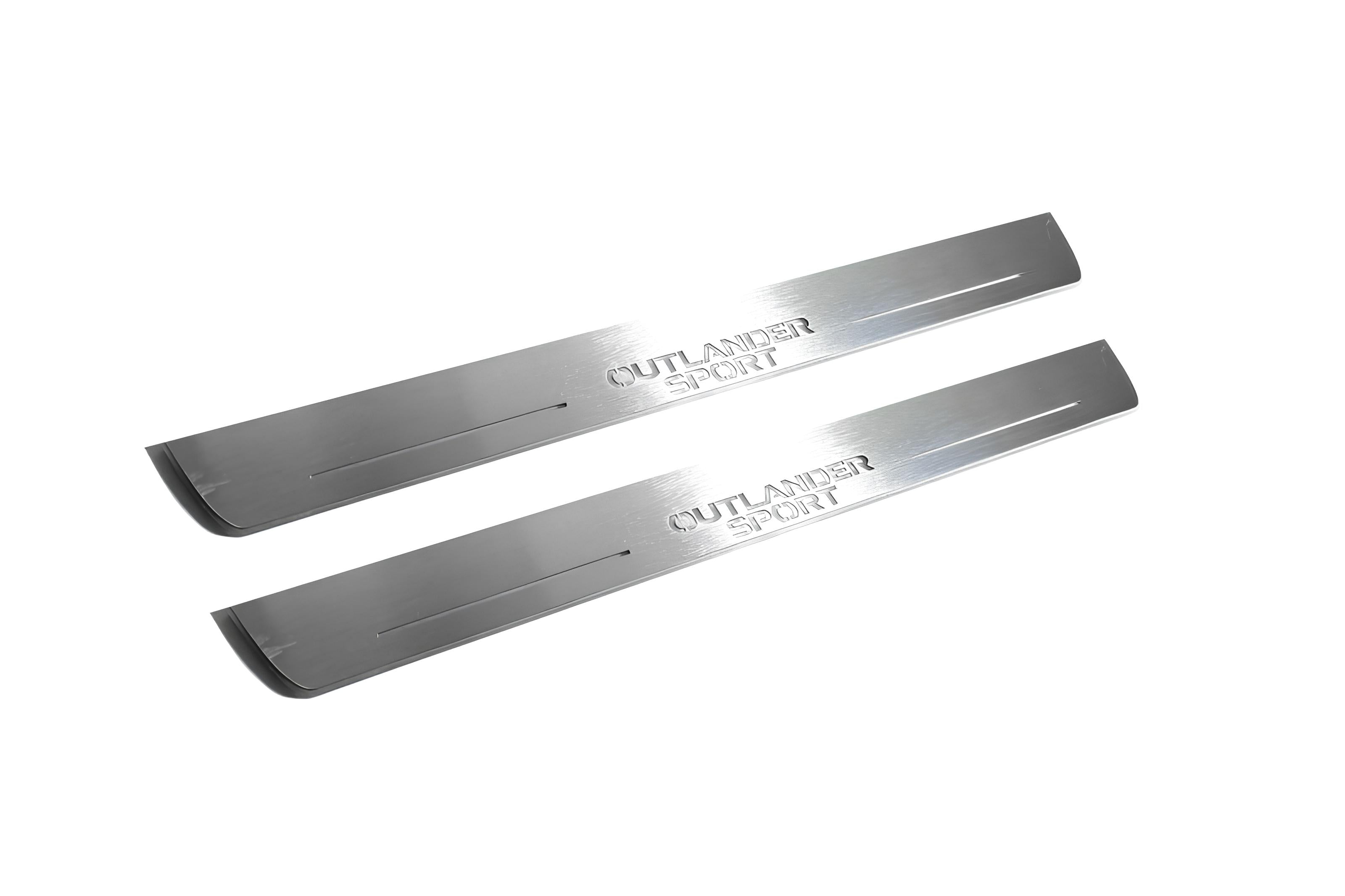Illuminated LED Door Sill Tread Plates Mitsubishi Outlander Sport 2010+ With Outlander Sport Logo Mitsubishi Led Door Sills opdesign