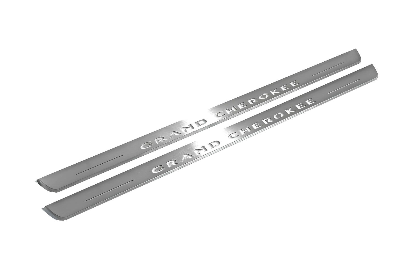 Jeep Grand Cherokee III WK2 2005+ illuminated entry guards in stainless steel with Grand Cherokee logo
